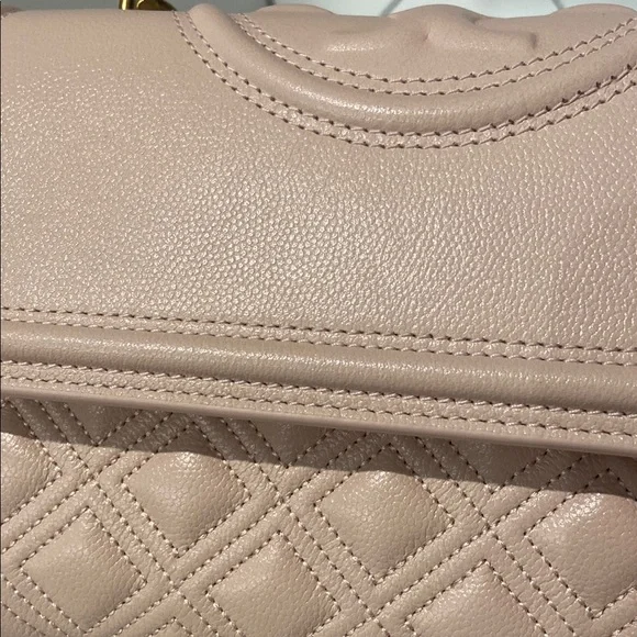 Tory Burch Pink Polished Grain Quilted Small Fleming Crossbody Bag - Picture 5 of 9